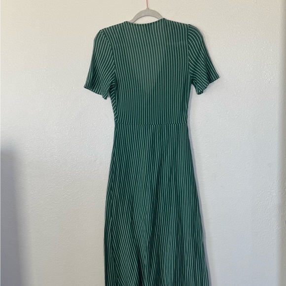 MP|C Mink Pink Hey Now Green Striped Midi Dress Twist Front M - Picture 5 of 12